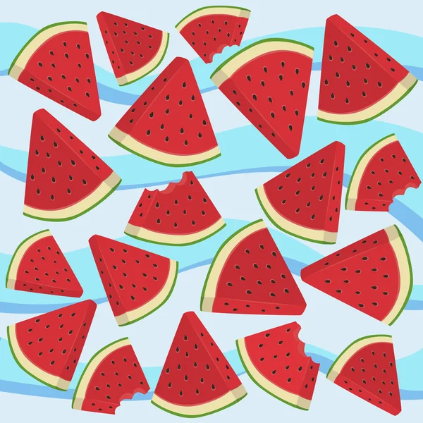 Wassermelone Dreieck Scheibe Biss — Stockvektor