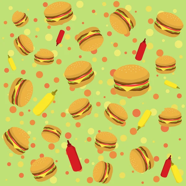 Burger Seamless Pattern — Stock Vector
