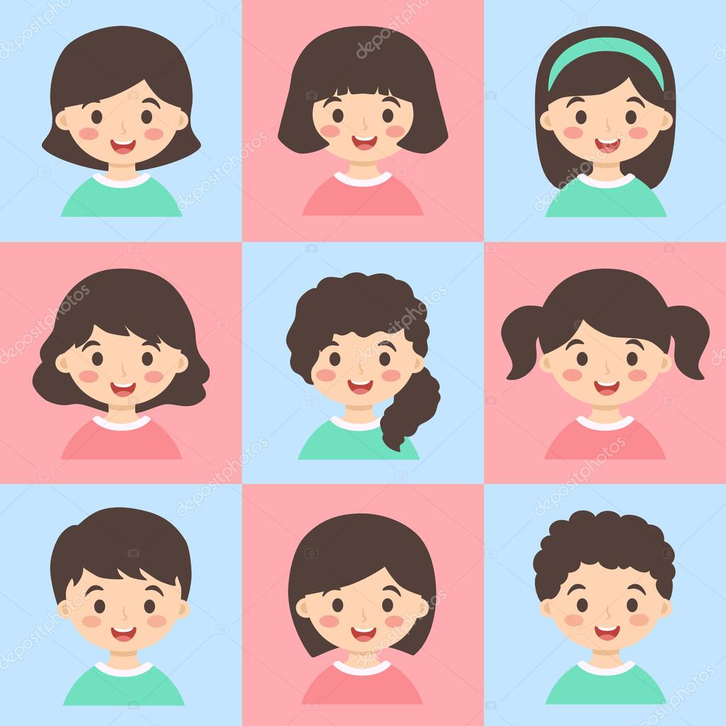 Set of Kids Face Avatar Turquoise Pink Stock Vector Image by ©anitnov #120050078 Set of Kids Face Avatar Turquoise Pink Stock Vector Image by ©anitnov #120050078