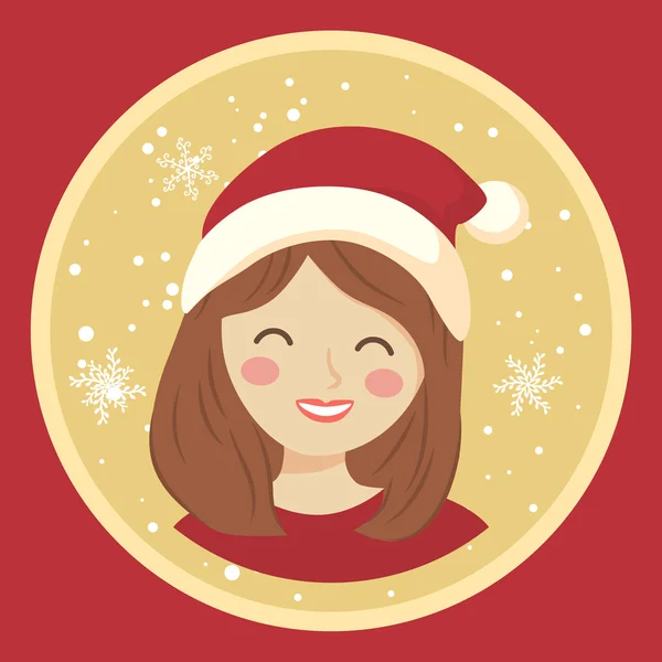 Circle Christmas Girl in Red — Stock Vector