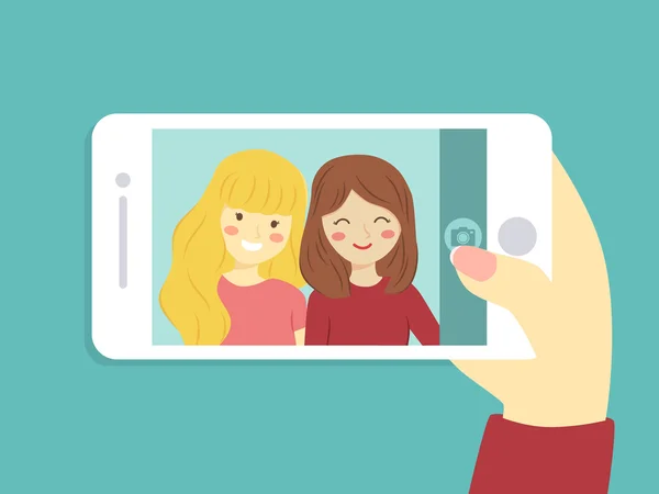 Selfie meilleur ami ensemble vecteur — Image vectorielle