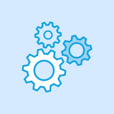 Vites dişli vektör simgesi basit mavi