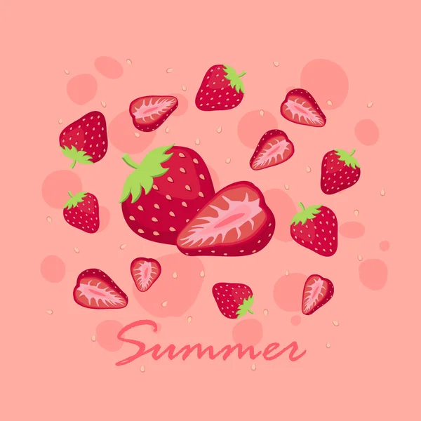 Vector de fruta fresa de verano — Vector de stock