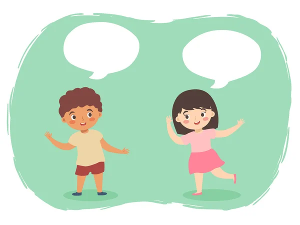 Boy Girl Talking Vector Bubble Speech — Stock Vector