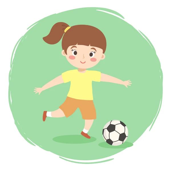 Chica jugando fútbol Vector — Vector de stock