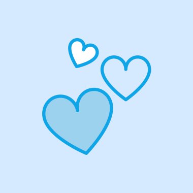 Sevgililer kalp şekli vektör simgesi basit mavi seviyorum