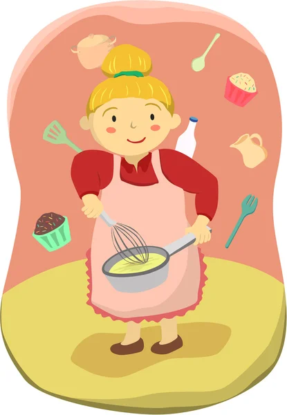 Mama Cooking — Stock Vector