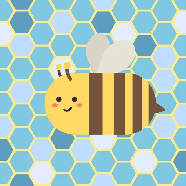 Abeille dans la ruche bleue — Image vectorielle