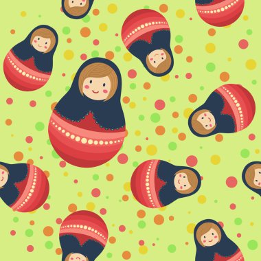 Dikişsiz desen Rus bebek mavi kırmızı