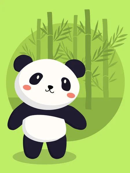 Cute Panda Green Bamboo — Stock Vector