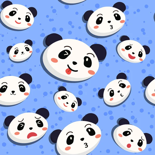 Panda senza cuciture modello blu — Vettoriale Stock