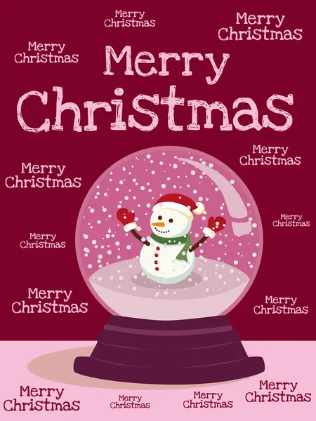 Веселый Рождественский Снеговик в снежном шаре — стоковый вектор
