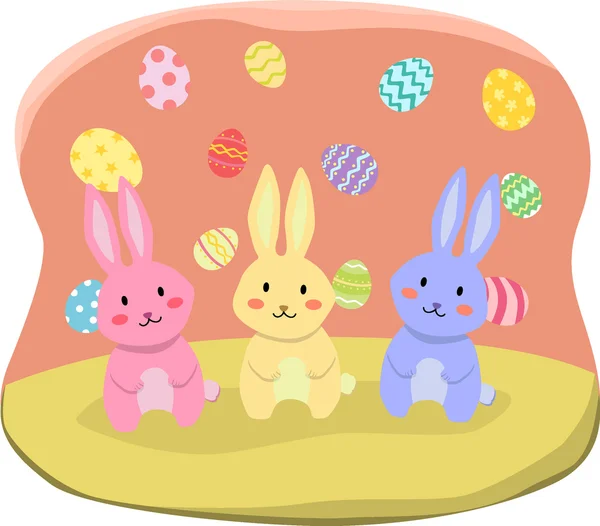 三个复活节兔 — 图库矢量图片