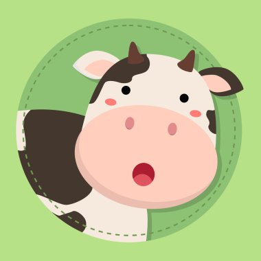 Sevimli inek Moo yüz yeşil daire