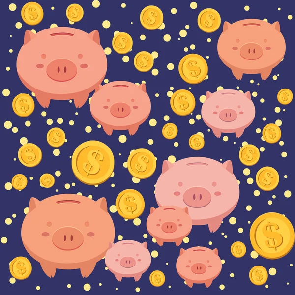 Piggy banka tasarruf ve altın sikke seamless modeli