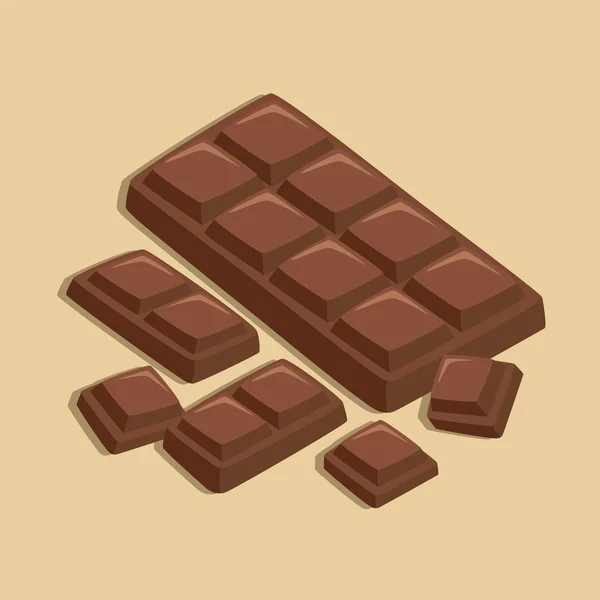Pièces de chocolat et barre de chocolat — Image vectorielle