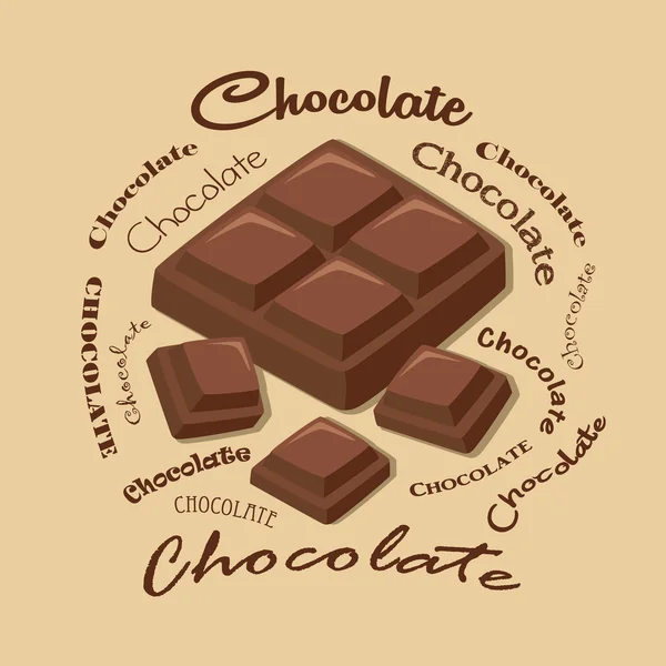 Morceaux de barre de chocolat au lait avec texte — Image vectorielle