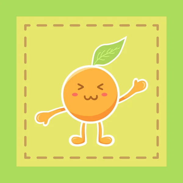 Linda mascota de fruta naranja — Vector de stock