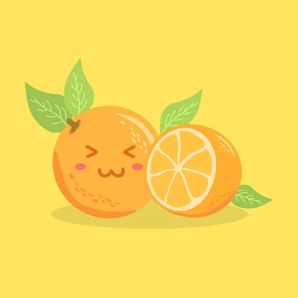 Cara de fruta laranja bonito — Vetor de Stock