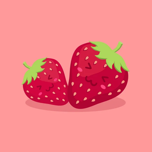 Niedliche Erdbeerfrucht Maskottchen — Stockvektor