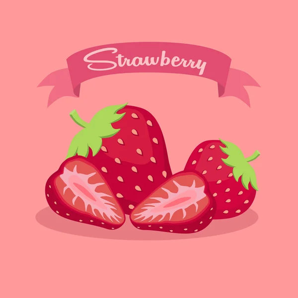 Strawberry Slice Fruit Banner — Stock Vector