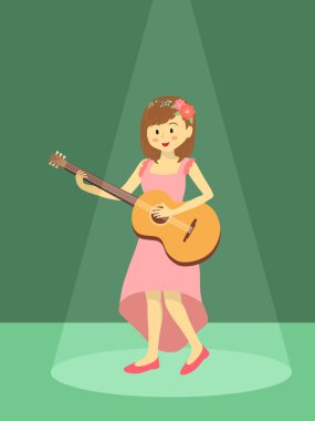 Kız oyun gitar yeşil Spotlight içinde