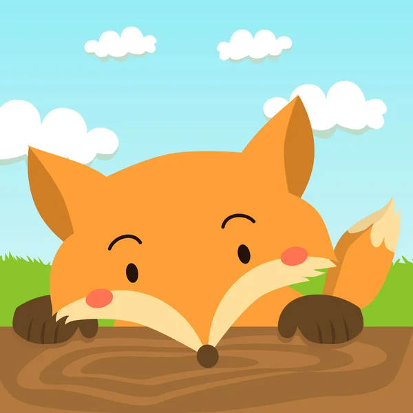 Cerca de Red Fox Cara de dibujos animados — Vector de stock