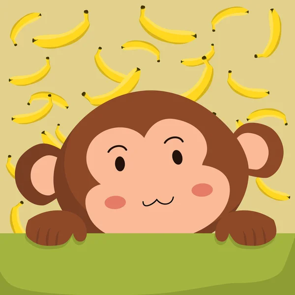 Fechar Macaco e Banana —  Vetores de Stock