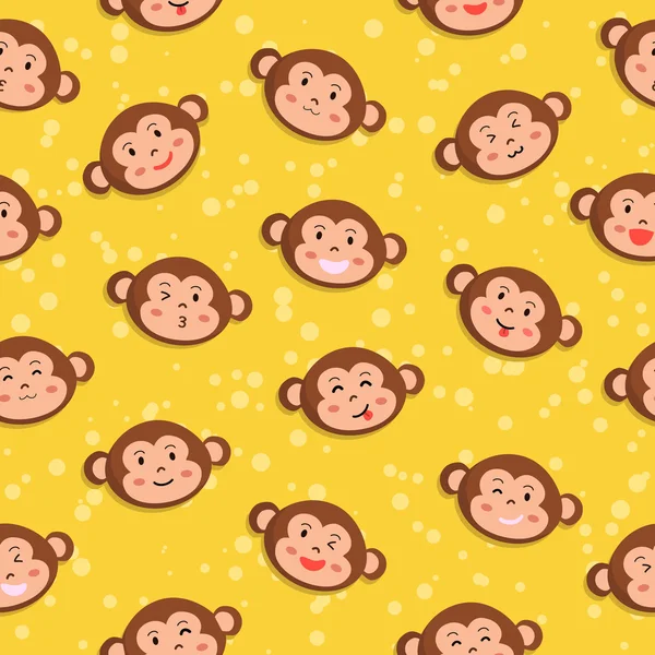 Monkey Seamless Pattern Yellow — Stock Vector