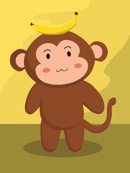 Mono con dibujos animados de plátano — Vector de stock