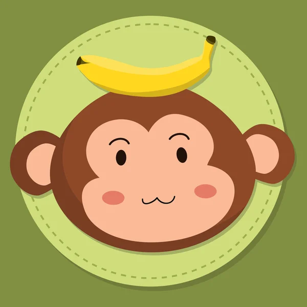 Cute Monkey Head Cartoon — Stock Vector