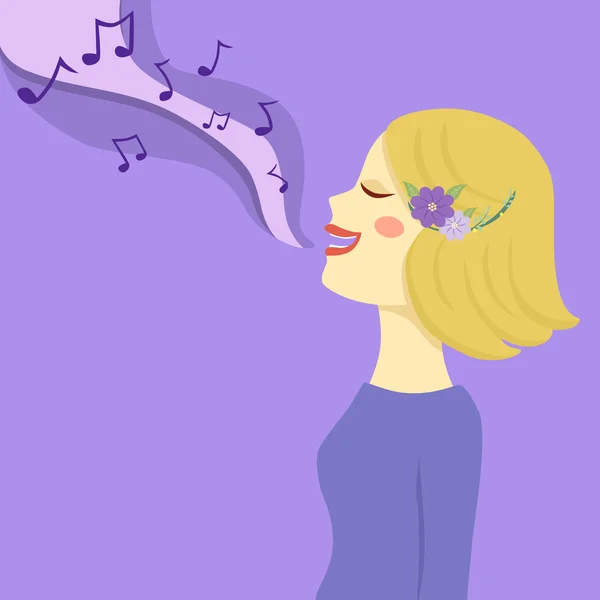 Blonde Woman Sing a Song — Stock Vector