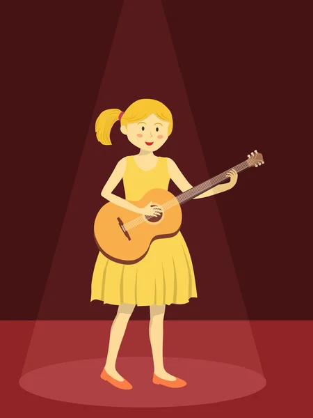 Chica tocar la guitarra en el foco rojo — Archivo Imágenes Vectoriales