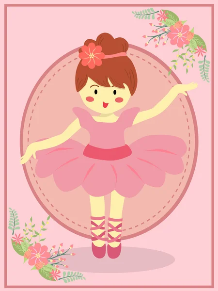 Cute Pink Ballerina Girl — Stock Vector