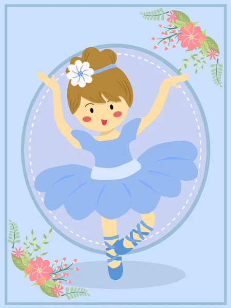 Carino blu ballerina ragazza — Vettoriale Stock