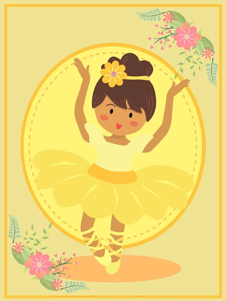 Söta gula Ballerina flicka — Stock vektor