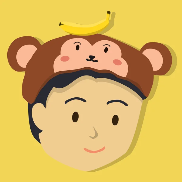Хлопчик з мавпи капелюх — стоковий вектор