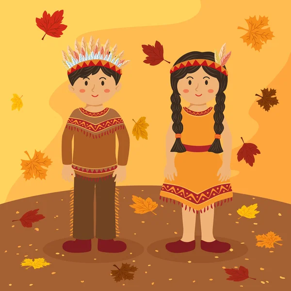 Thanksgiving Indian Couple — Stock Vector