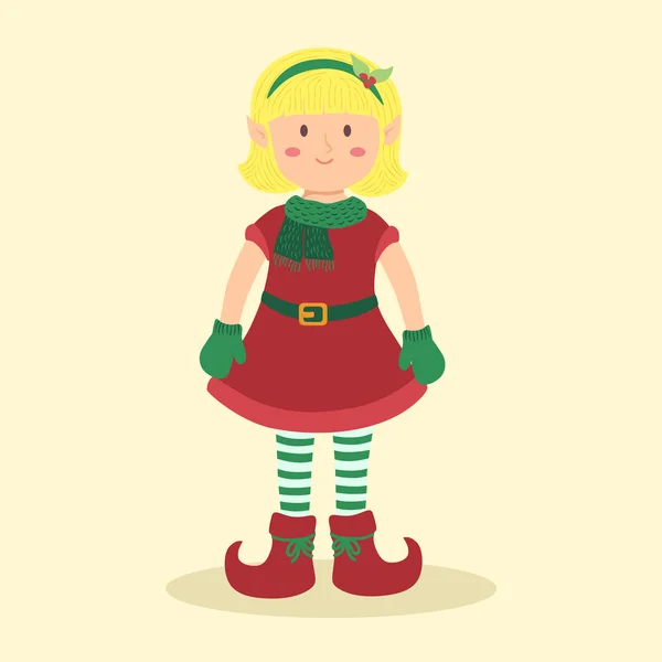Natale elfo bionda ragazza — Vettoriale Stock