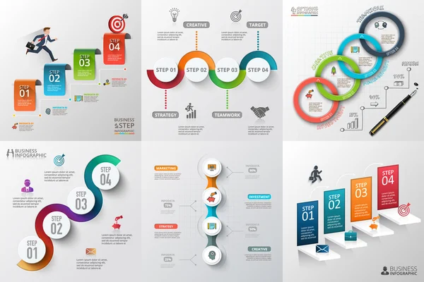 Modello di opzioni per numeri infografici astratti. — Vettoriale Stock