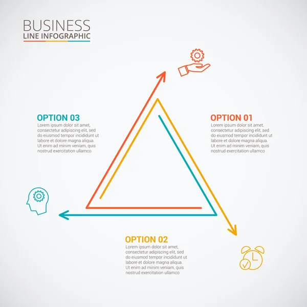 Тонколинейный плоский треугольник для инфографики . — стоковый вектор