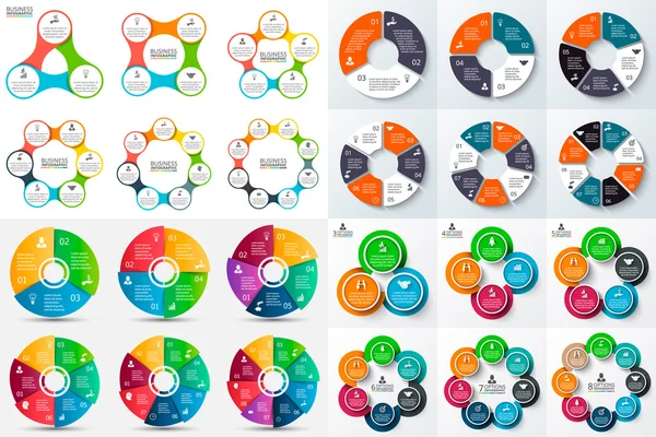 Big set of vector circle infographic. — Stock Vector