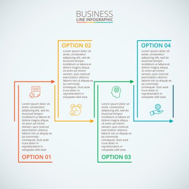 Infographic için ince çizgi düz öğeleri.