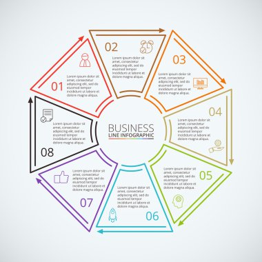 İnce çizgi düz öğe Infographic için.