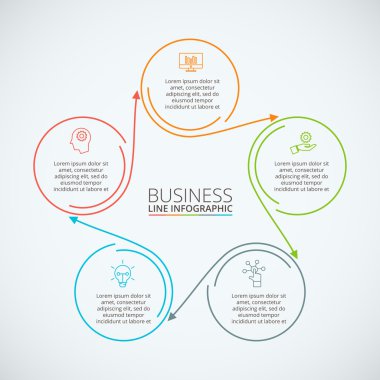 İnce çizgi düz öğe Infographic için.