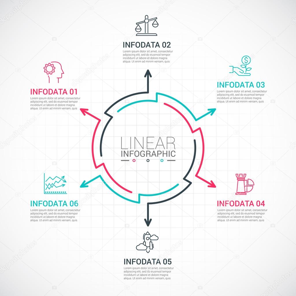 Thin line flat element for infographic.