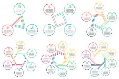 İnce çizgi düz öğe Infographic için.