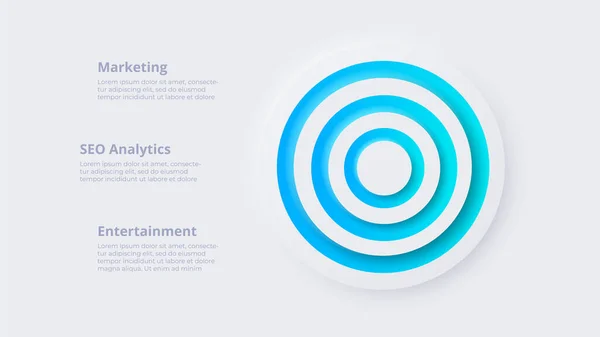 Elementos neumórficos del círculo para infografía. Plantilla para diagrama, gráfico, presentación y gráfico. Concepto Skeuomorph con opciones, partes, pasos o procesos — Vector de stock