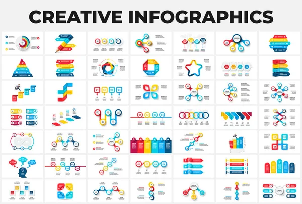 Big set of infographic elements. Can be used for steps, business processes, workflow, diagram, flowchart concept and timeline. Data visualization vector design template — Stock Vector