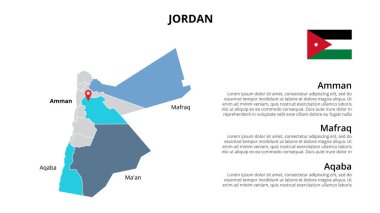 Ürdün vektör haritası bilgi şablonu bölü eyaletler, bölgeler veya vilayetler. Slayt sunumu